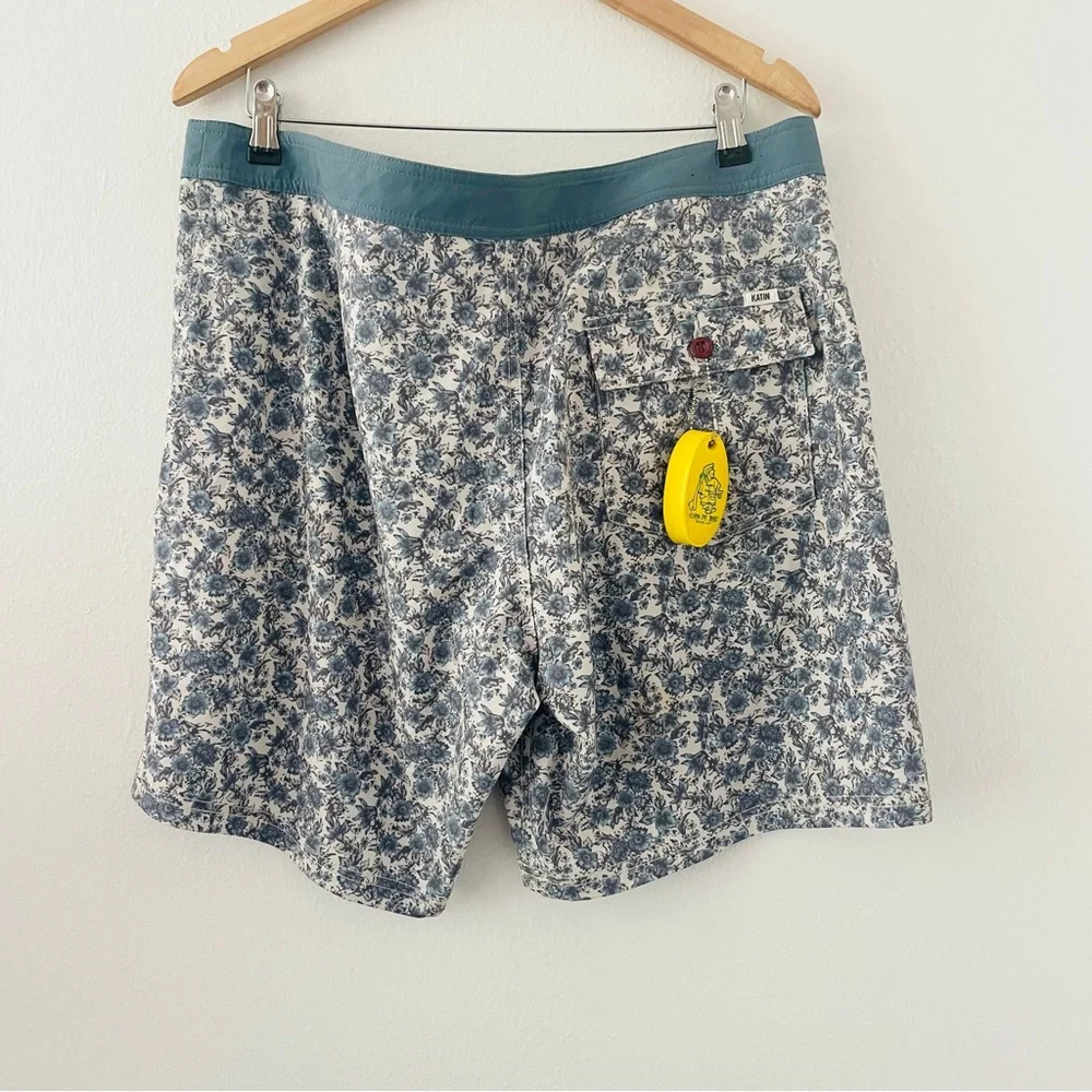 NWT Katin Posy Swim Trunk - Overcast Blue Floral